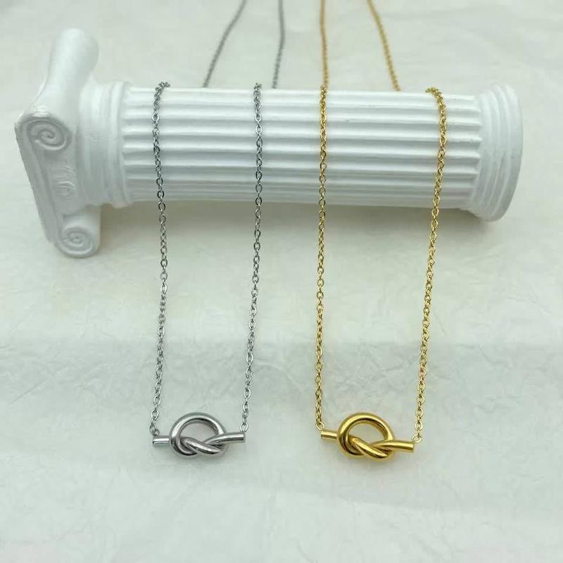 گردنبند گره ای استیل طلایی و نقره ای 