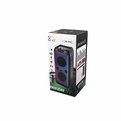 اسپیکر RS_D32  بلوتوثی برند رویال سوند Sound Royal چمدانی بلوتوثی رم و فلش خور RS-D32 + میکروفون و ریموت کنترل