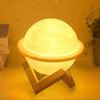 چراغ خواب طرح زحل با پایه چوبی