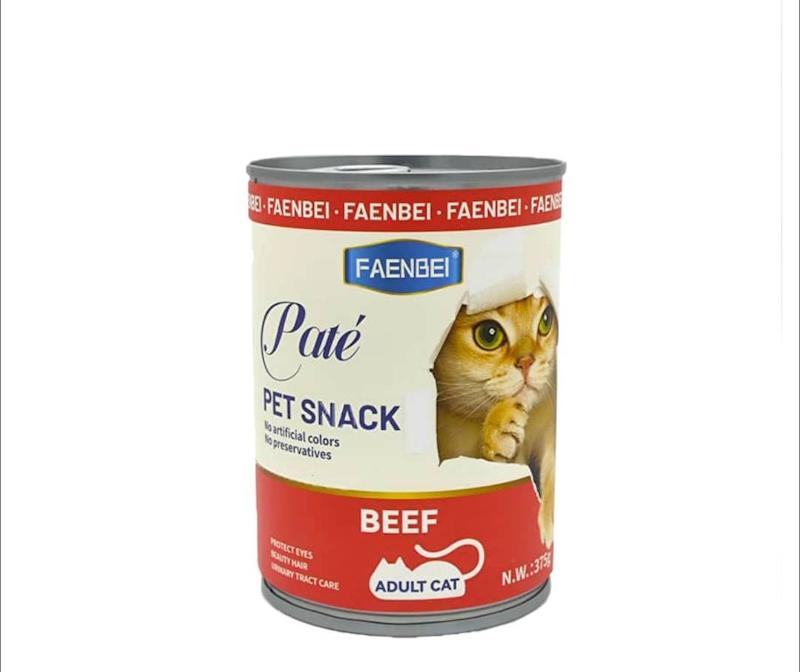 کنسرو گربه فنبی با طعم گوشت مدل پته 375gr