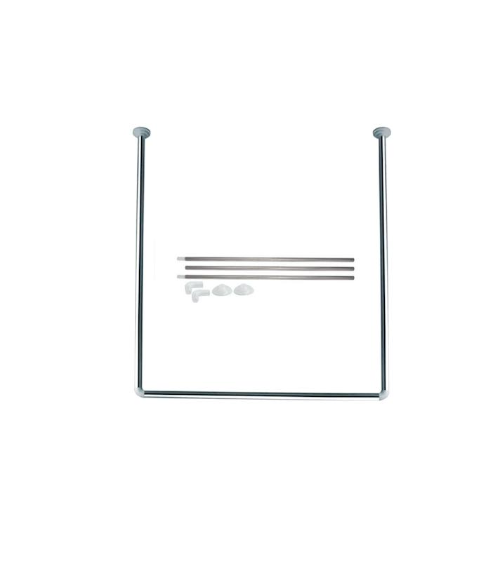 میله پرده حمام U شکل مدل U90 – ۳ لوله ۹۰×۹۰ سانتی‌متر استیل ضدزنگ