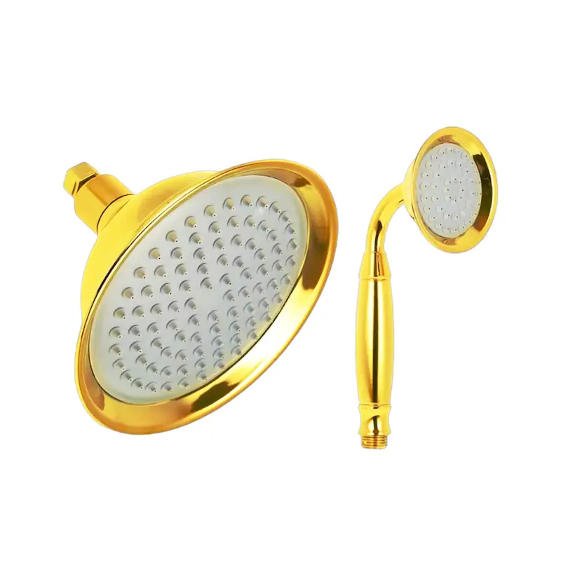 ست سردوش حمام طلایی براق مدل زنگوله | سقفی و گوشی دستی