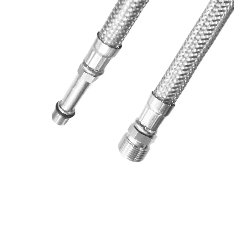 شیلنگ شیر شاوری M10×15 برنجی با روکش استیل ضدزنگ | طول ۵۵ سانتی‌متر