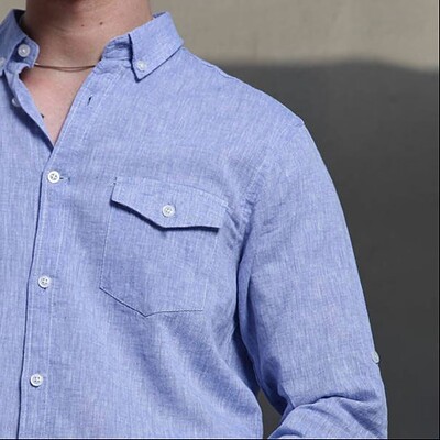 پیراهن طرحدار دو جیب - کد 15277 - آبی