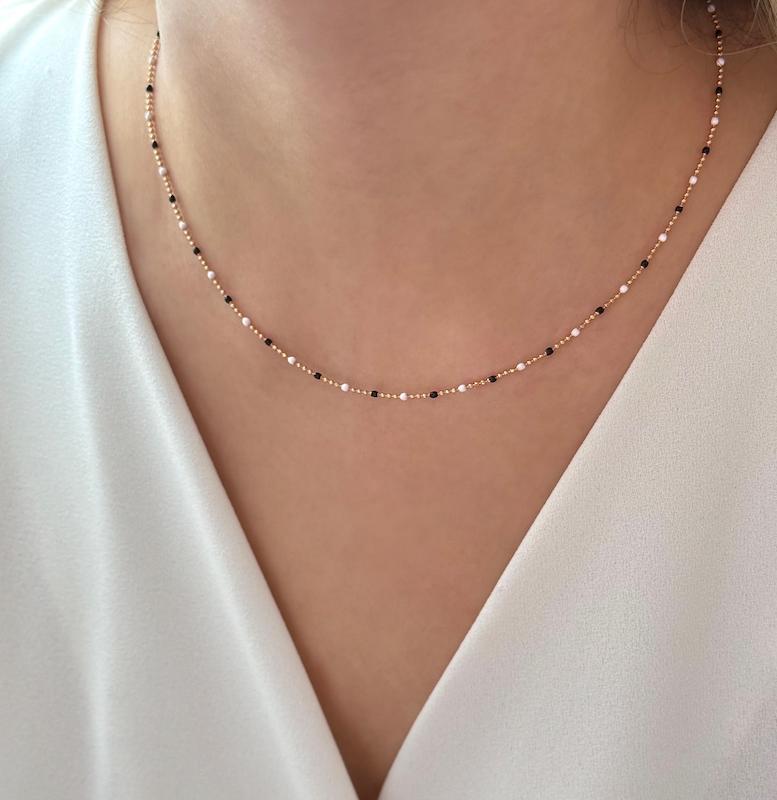 زنجیر آلبرنادو میناکاری شده مشکی و سفید