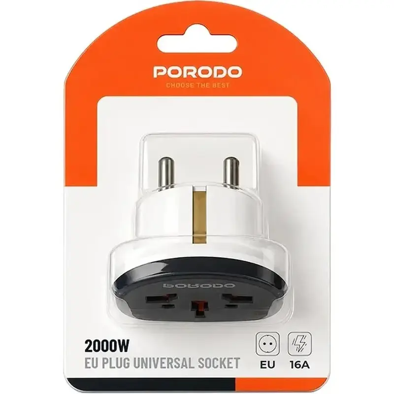 تبدیل برق 3 به 2 Porodo مدل PDKT178BU 2000W - خاکستری سفید (گارانتی 6 ماهه شرکتی)