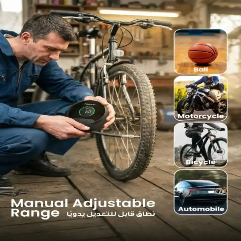 پاوربانک فست شارژ ، جامپ استاتر و پمپ باد تایر Porodo مدل GAGEFIT PDCC218BK - مشکی (گارانتی 12 ماهه بامداد)