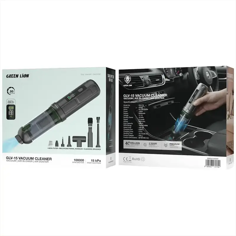 جارو شارژی Green Lion مدل GLV-15 GNGLV15VCGY - خاکستری (گارانتی 12 ماهه بامداد)