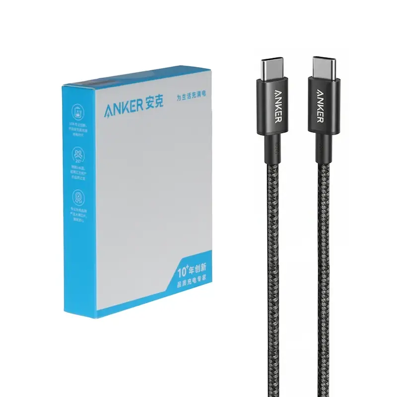 کابل شارژ فست Anker Type-C To Type-C مدل A8756611 100W - مشکی (گارانتی 6 ماهه شرکتی)