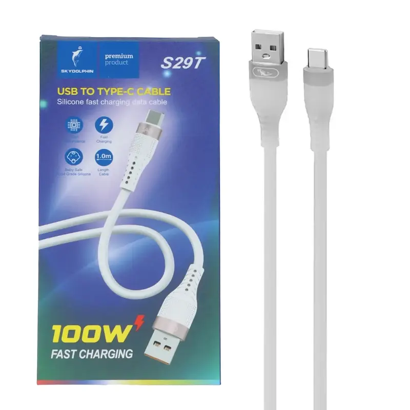کابل شارژ فست Sky Dolphin Type-C مدل S29T - سفید - TCO