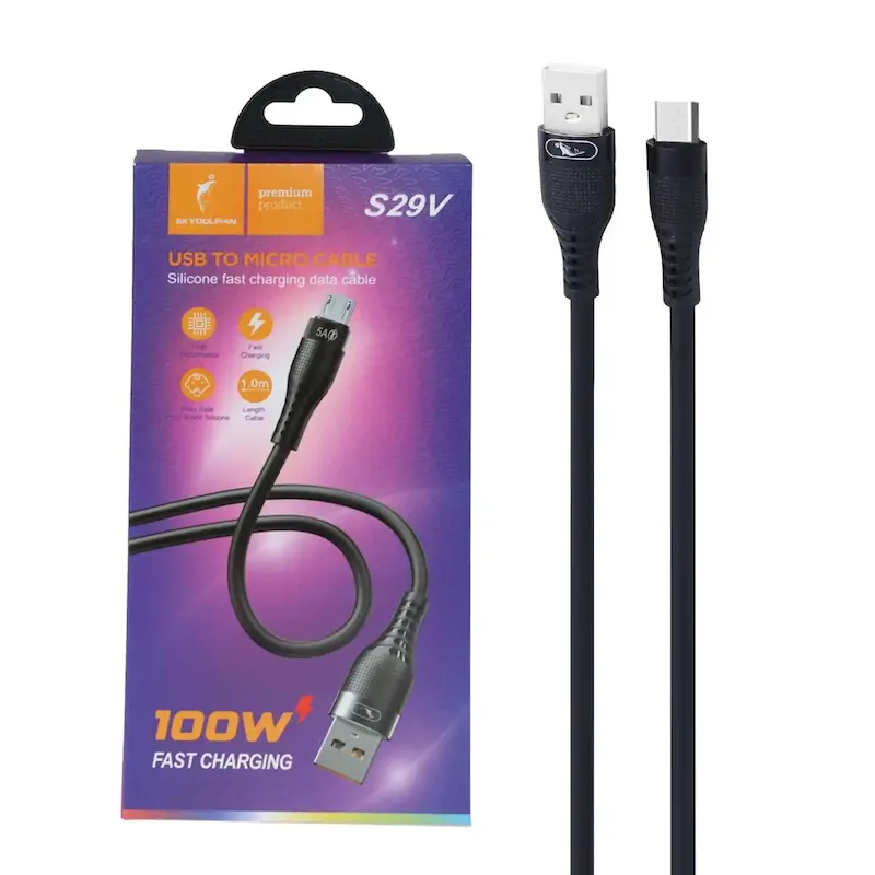 کابل شارژ فست اندروید Sky Dolphin مدل S29V - مشکی - TCO
