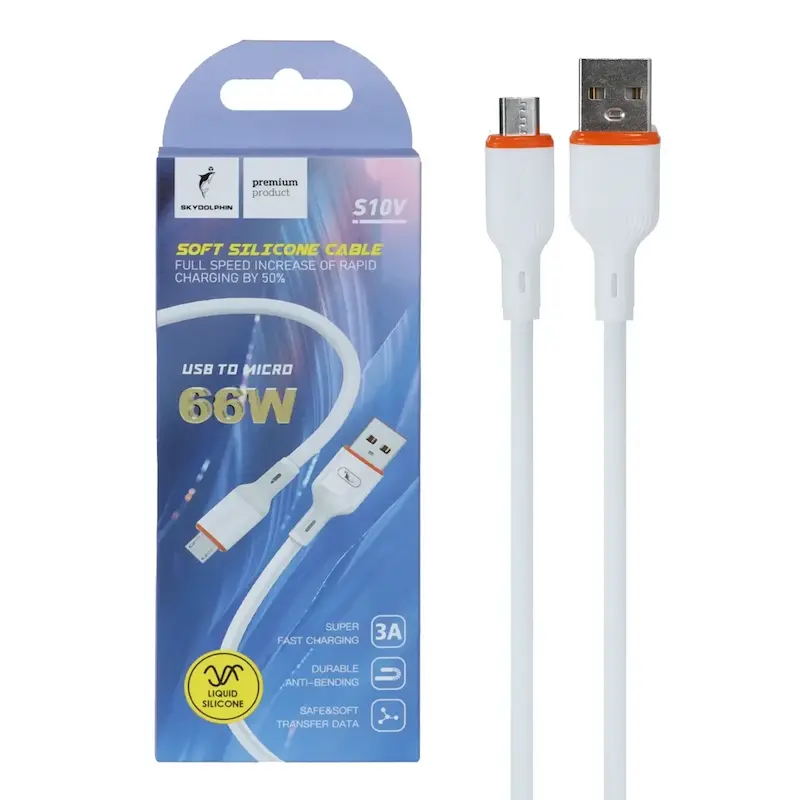 کابل شارژ فست اندروید Sky Dolphin مدل S10V - سفید - TCO