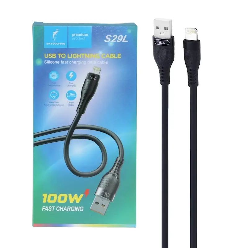 کابل شارژ فست آیفون Sky Dolphin مدل S29L - مشکی - TCO