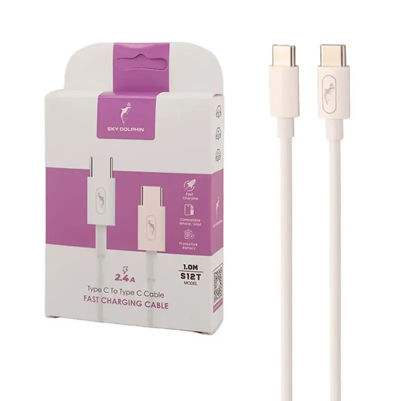 کابل شارژ فست Sky Dolphin Type-C To Type-C مدل S12T - سفید - TCO