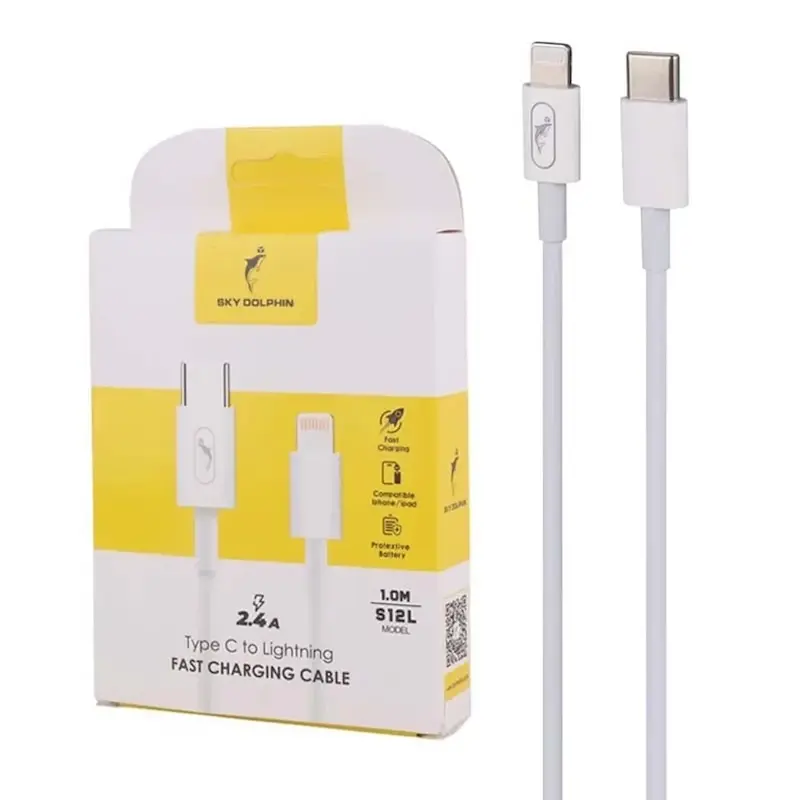 کابل شارژ فست Sky Dolphin Type-C To Lightning مدل S12L - سفید - TCO