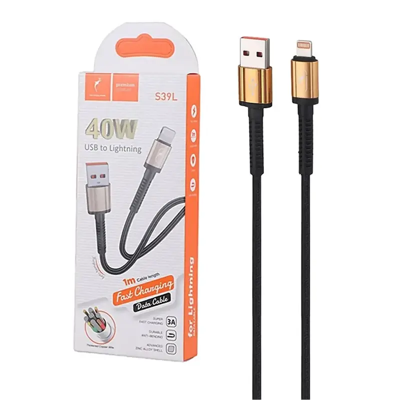 کابل شارژ فست آیفون Sky Dolphin مدل S39L - مشکی - TCO