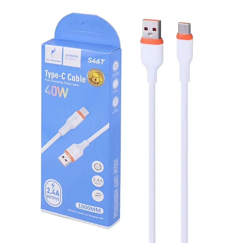 کابل شارژ فست Sky Dolphin Type-C مدل S46T - سفید - TCO