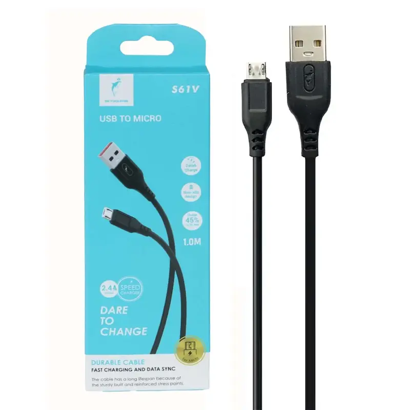 کابل شارژ فست اندروید Sky Dolphin مدل S61V - مشکی - TCO
