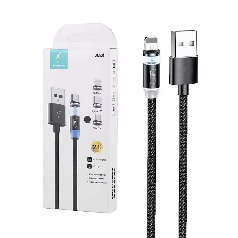 کابل شارژ فست مگنتی آیفون Sky Dolphin مدل S59 - مشکی - TCO
