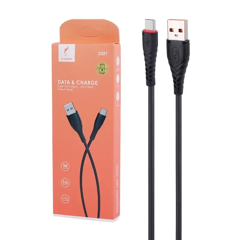کابل شارژ فست Sky Dolphin Type-C مدل S08T - مشکی - TCO