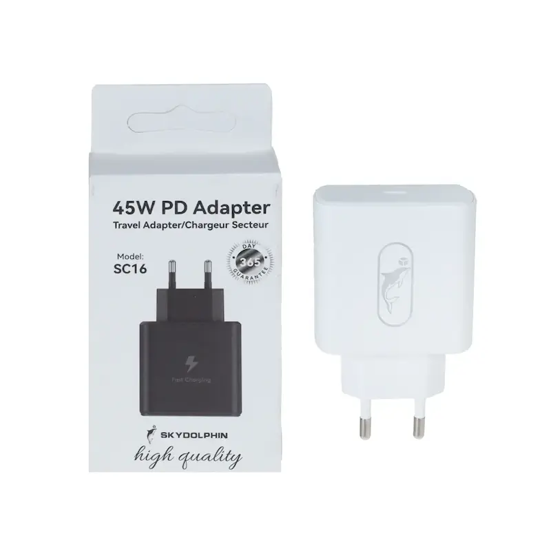 شارژر دیواری PD و فست تک پورت Sky Dolphin مدل SC16 45W - سفید - TCO