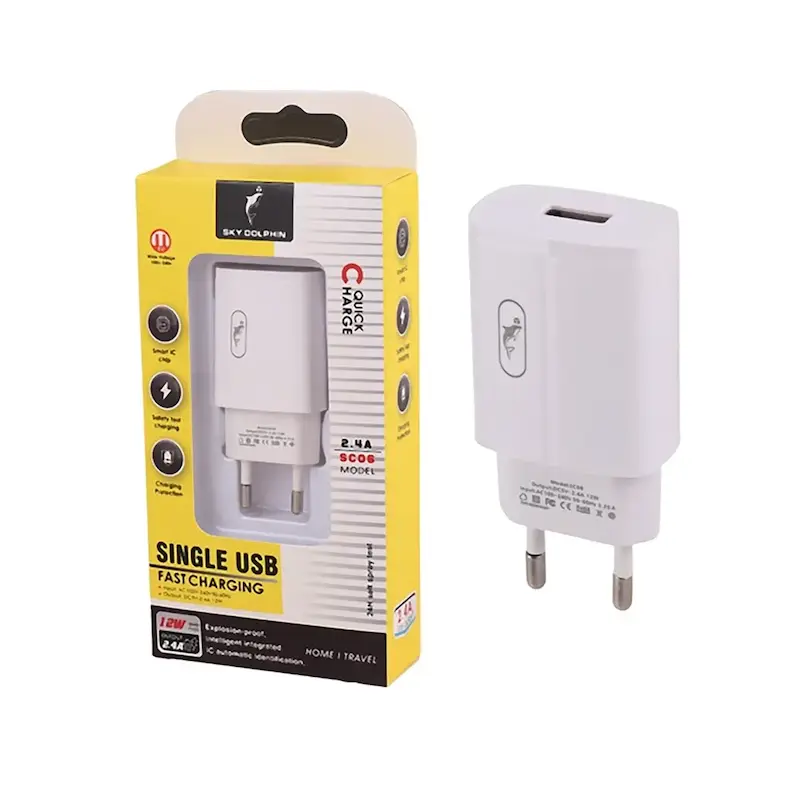 شارژر دیواری فست تک پورت Sky Dolphin مدل SC06 12W - سفید - TCO