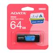 فلش مموری ADATA مدل UV320 USB 3.2 ظرفیت 64GB مشکی آبی - (گارانتی پنج ساله آونگ)