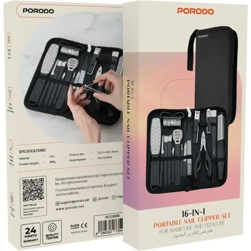 ست مانیکور و پدیکور Porodo مدل PDLFST8010BK - مشکی (گارانتی 6 ماهه شرکتی)