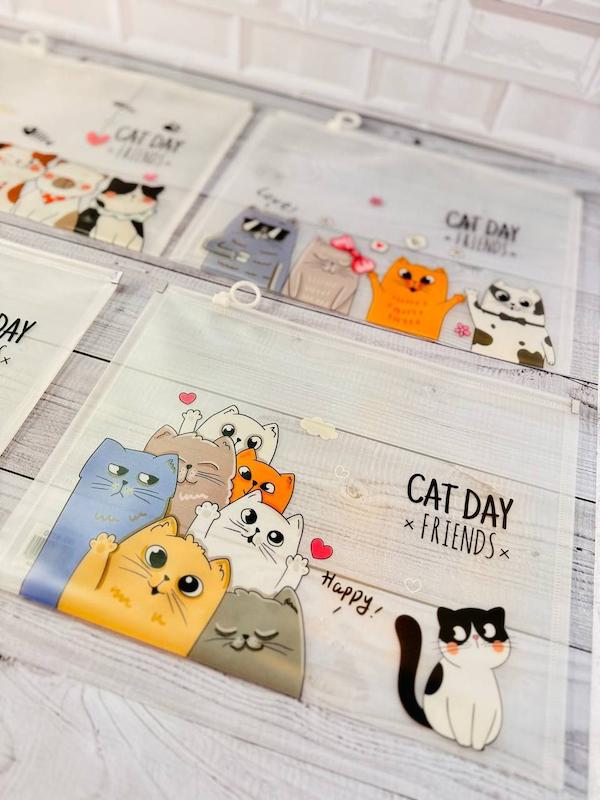 پوشه زیپ دار A4 طرح گربه