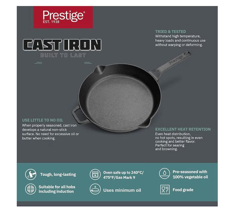 تابه چدنی پرستیژ مدل Cast Iron سایز ۲۶ سانتی متر