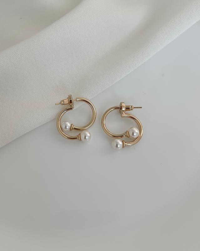 گوشواره حلقه اي دو مرواريد ژوپينگ