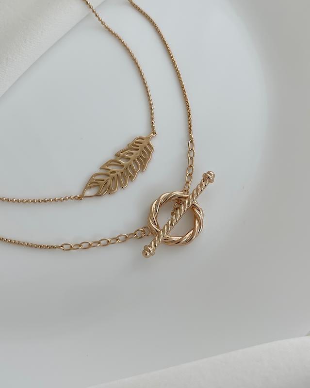  گردنبند دولاين گره و برگ ژوپينگ