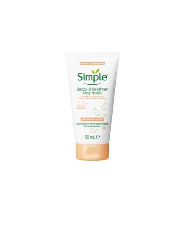 ماسک خاک رس سم زدا و روشن کننده پوست سیمپل مدل detox & brighten clay mask