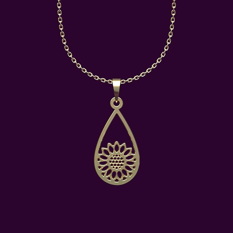 گردنبند طلا گل افتابگردان 18 عیار  کد NN1167