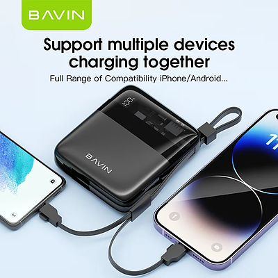 BAVIN Custom PC009 22.5W 10000mAh Super Charging Portable Mini Outdoor Travel Cell Mobile Phone USB Cable Power Bank پاور بانک ۱۰۰۰۰میلی آمپر باوین