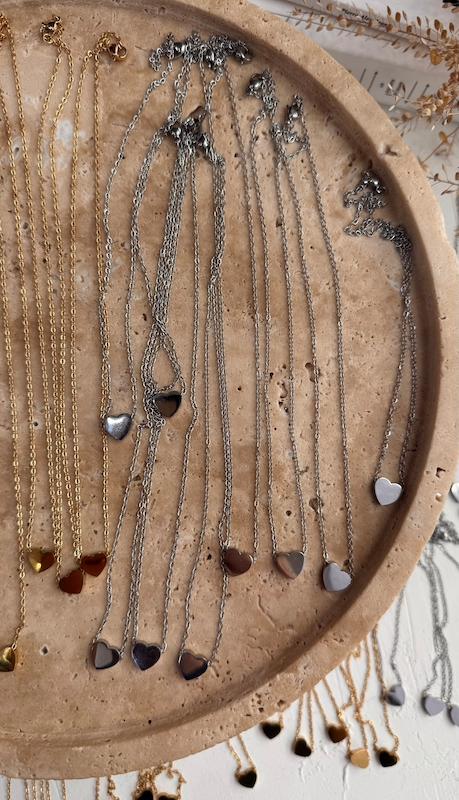 گردنبند استیل دیپلمات قلب برجسته