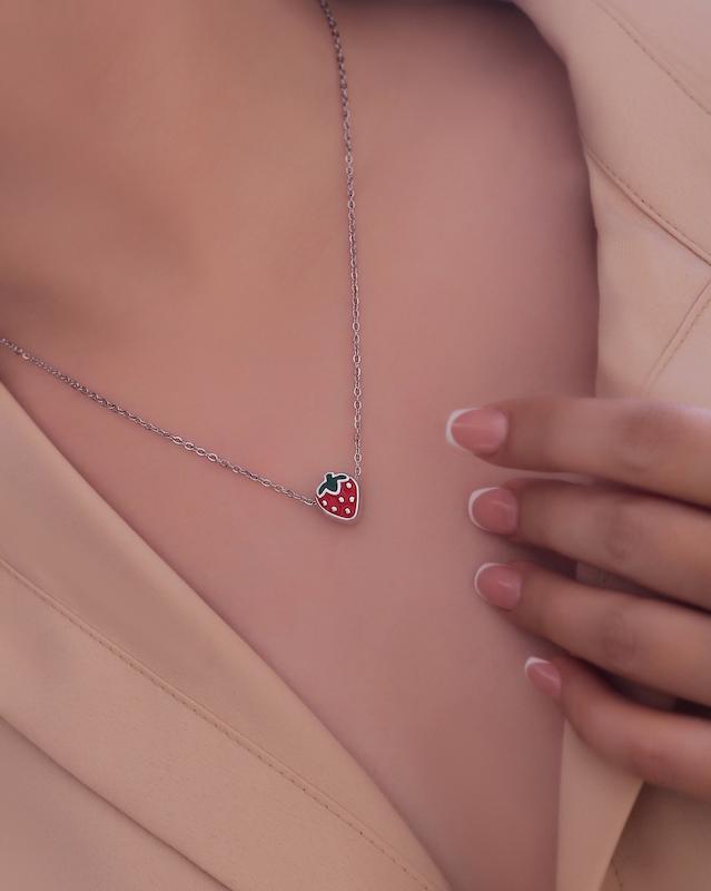 گردنبند توتفرنگی تخت