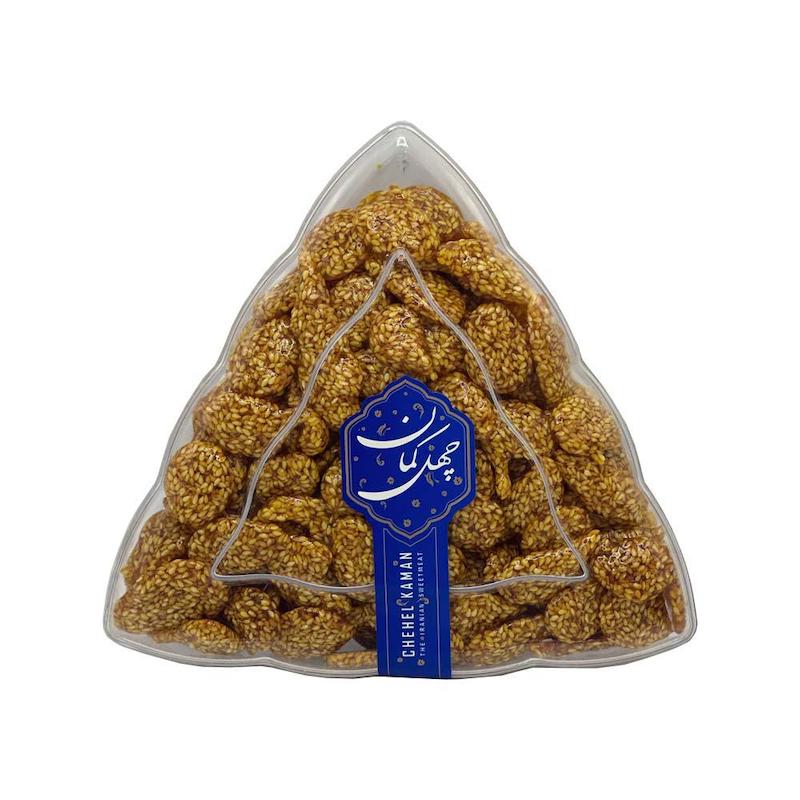 سوهان عسلی کنجدی سه گوش چهل کمان