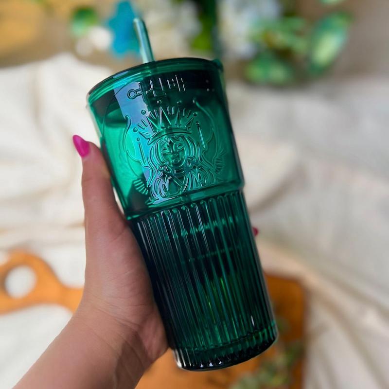 لیوان شیشه‌ای استارباکس ۶۰۰ میل مدل دوحالته
