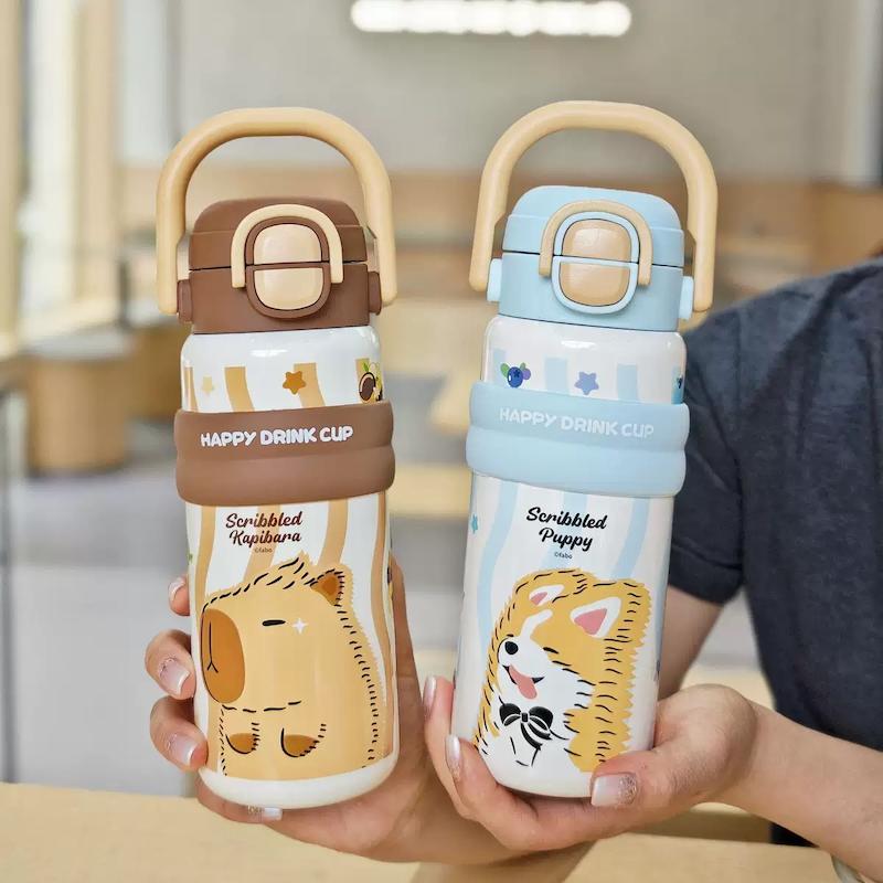 تراول ماگ استیل دوجداره دوحالته ۶۰۰ میل نی‌دار