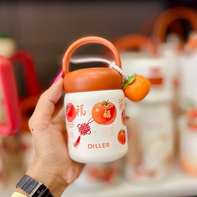 مینی فلاسک 200 میل دیلر DILLER طرح خرمالو | ماگ جیبی و تراول ماگ کوچک استیل 316