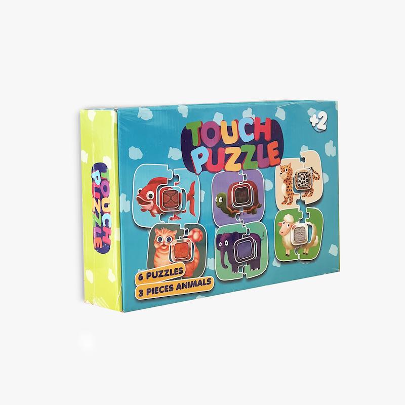  Touch Puzzle, پازل لمسی, پازل کودک, بازی حسی کودک, بازی آموزشی کودک, تقویت لامسه, پازل حیوانات, اسباب بازی ۲ سال به بالا