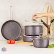 قیمت و خرید سرویس قابلمه 7 پارچه کاراجا (Karaca) ترکیه اصل رنگ نوک مدادی – گرانیتی نچسب با درب پیرکس و طراحی مدرن