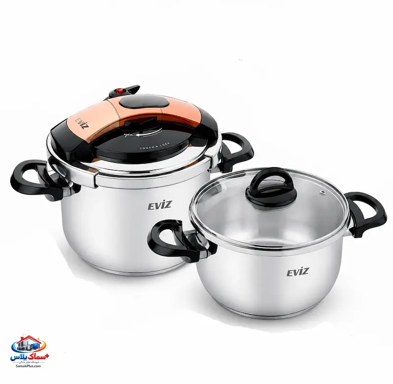 زودپز دوقلو اویز EVIZ مدل Gray-3001 | ست 4 و 6 لیتری استیل ضدزنگ با درب لمسی و تکنولوژی جدید ترکیه ای