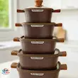 خرید سرویس قابلمه 10 پارچه گرانیتی مربع بلک کوکر Black Cooker | سرویس قابلمه نچسب با طراحی مدرن