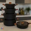 خرید سرویس قابلمه 10 پارچه گرانیتی مربع بلک کوکر Black Cooker | سرویس قابلمه نچسب با طراحی مدرن