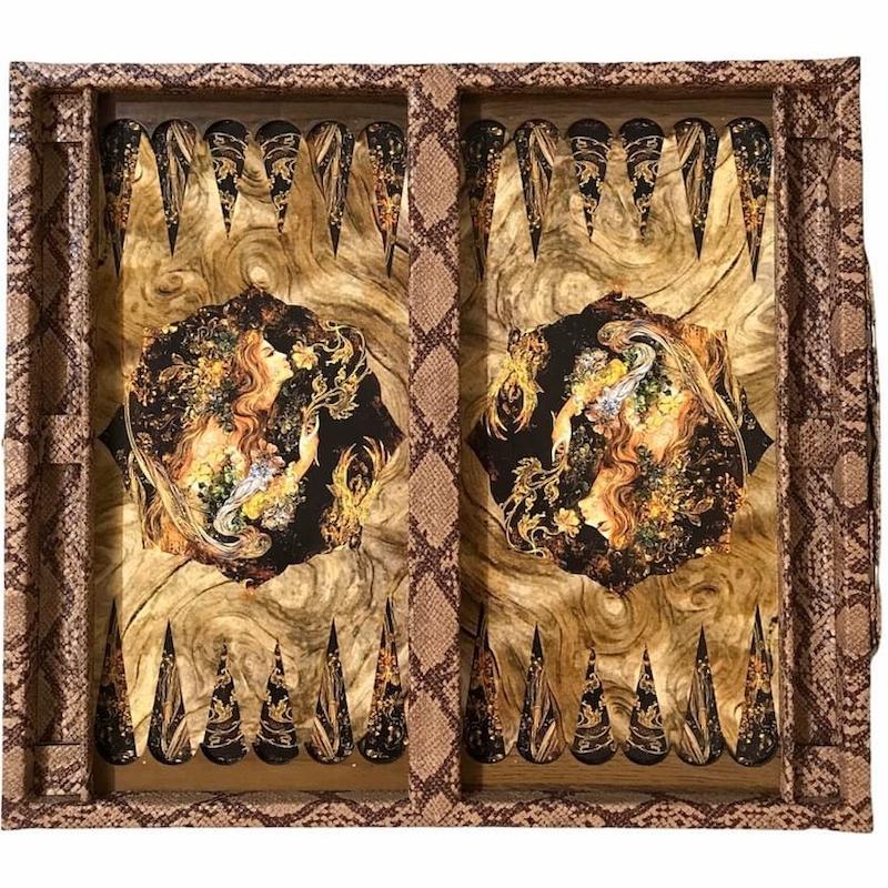 بازی تخته نرد و شطرنج چرمی بغل مهره و ساده