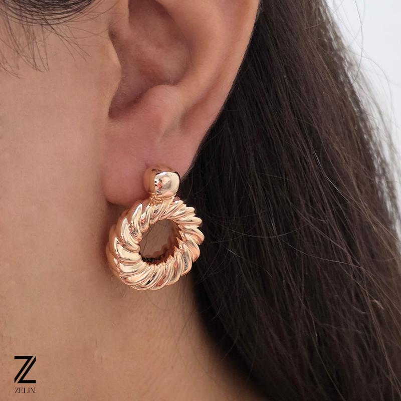 گوشواره دایره طلایی ژوپینگ زنانه کد ۱۳۲۵