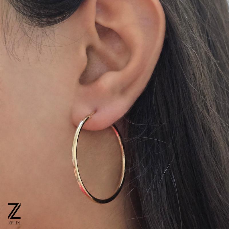 گوشواره حلقه‌ای ساده بزرگ ژوپینگ زنانه کد ۱۳۳۲