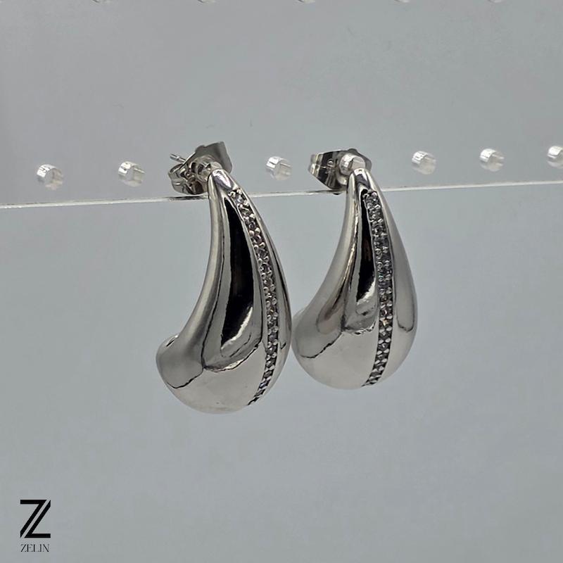 گوشواره میخی طرح قطره نگینی ژوپینگ زنانه کد ۱۳۴۱